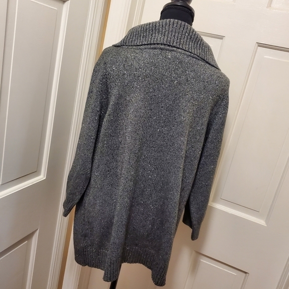 Charter Club Oversized CowlNeck Charcoal Gray with Silver Metallic Siz 2X - Picture 2 of 7